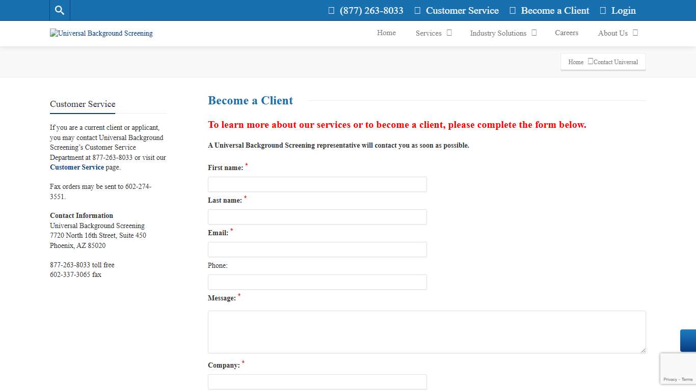 Contact Universal Background Screening | Employment Background Check Experts